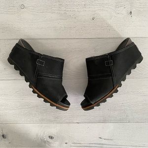 Sorel Black Wedge Sandals